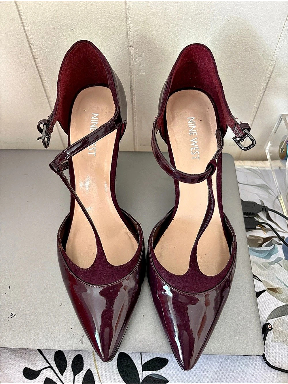 Nine West Folowe d'Orsay Pointy Toe Pumps Burgundy